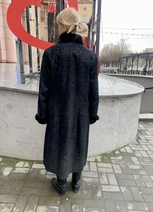 Плащ пальто жіноче шкіряне натуральне чорне з хутром нотки демісезонне6 фото