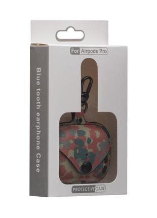 Футляр для навушників airpods pro camouflage leather зелений2 фото