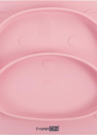 Силіконова тарілка дитяча freeon bear, рожева