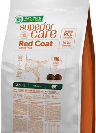 Сухий беззерновий корм для дорослих собак всіх порід з рудим забарвленням шерсті superior care red coat grain free adult all