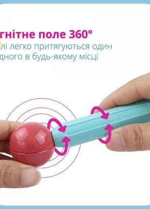 Дитячий магнітний 3d конструктор набір кольорових деталей для творчості (64 шт.)4 фото