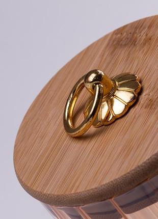 Банка для сыпучих продуктов 500 мл с бамбуковой крышкой, коричневая