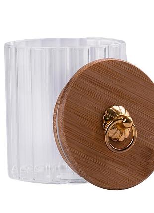 Банка стеклянная  для сыпучих продуктов 500 мл с бамбуковой крышкой