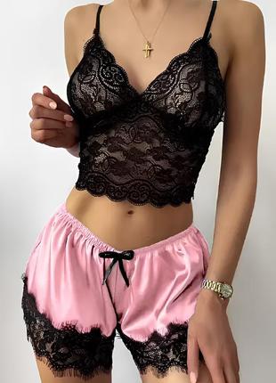 Пижама, эротическое белье, размер l, сексуальная пижама ажурная, розовая летняя пижама, белье для игор2 фото