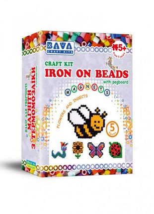 Детский набор для творчества. магниты из термомозаики "цветы-насекомые" tm-002, 5 фигур