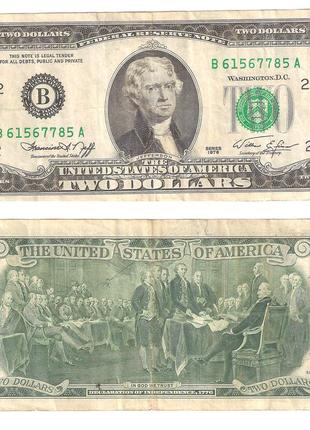 Банкнота 2 доллара сша 1976 год