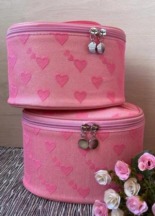 Женская розовая косметичка кейс с ручкой 21х16х13