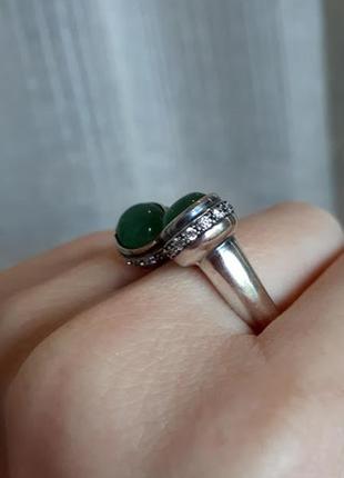 Необычное серебряное кольцо с  зеленым авантюрином тунис7 фото