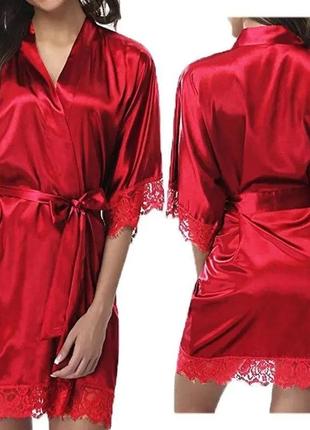 Женский халат и трусики красный s m l1 фото