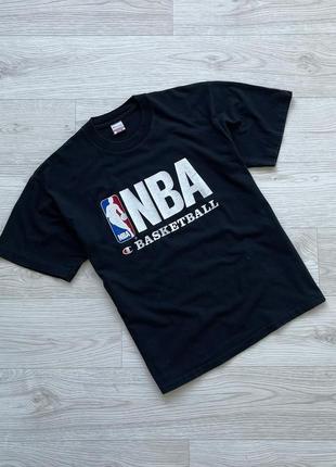 Винтажная футболка champion nba basketball printed vintage 90's t-shirt black1 фото