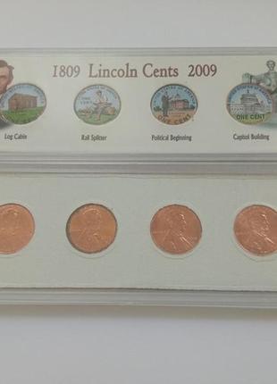 Сша набор цветных монет 1 цент линкольн 2009 год2 фото