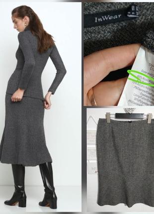 Шерсть меланж теплая юбка миди годе супер качество