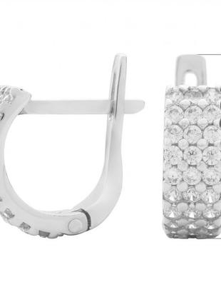 Срібні сережки з фіанітами родоване срібло 925 проба2 фото
