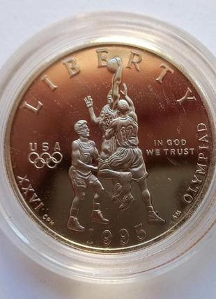 Юбилейная монета 50 центов сша олимпиада в атланте баскетбол 1995 (s)