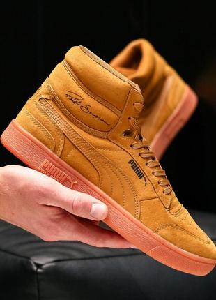 Кроссовки puma ralph sampson mid коричневые (пума ральф сэмпсон, кросівки)