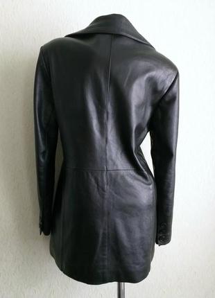 Кожаная куртка. кожаный пиджак. френч. тренч. пальто. черный.8 фото