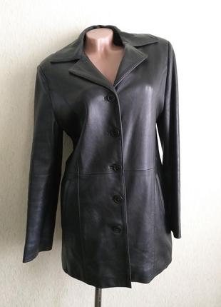 Кожаная куртка. кожаный пиджак. френч. тренч. пальто. черный.1 фото