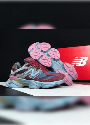 Мужские демисезонные кроссовки  new balance 9060 бордовые с  голубым3 фото