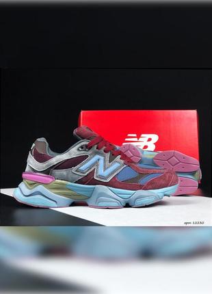 Мужские демисезонные кроссовки  new balance 9060 бордовые с  голубым1 фото