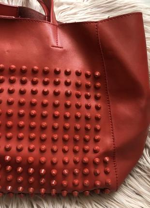 Ярко-красная сумка из экокожи9 фото