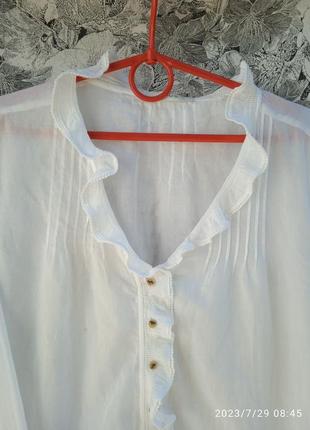 Белоснежная блуза с рюшами 100% хлопок  от opus