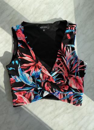 Яскравий принт квіти топ майка new look розмір 10 с-м