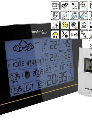 Метеостанция technoline ws6750 black с беспроводным датчиком, радиоконтроль времени, барометр, черная