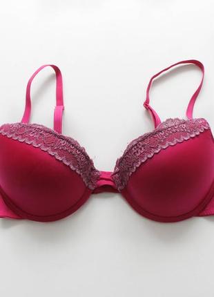 Фирменный, малиновый бюстгальтер calvin klein, 75c/34c