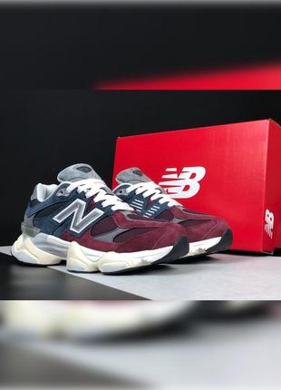 Мужские демисезонные кроссовки  new balance 9060 бордовые с темно синим2 фото