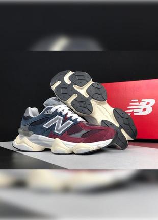 Мужские демисезонные кроссовки  new balance 9060 бордовые с темно синим4 фото