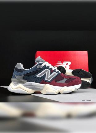 Чоловічі демісезонні кросівки  new balance 9060 бордові з темно синім