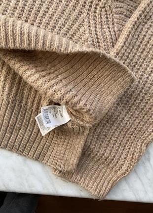 Кофта светр жіноча waikiki оверсайз бежева спущене плече укорочена 2