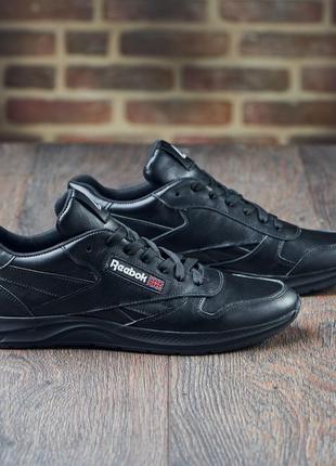 Шкіряні кросівки чоловічі чорного кольору у стилі reebok, мужские кроссаовки натуральная кожа6 фото