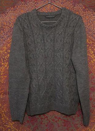 Теплый мужской свитер с косами