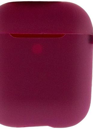 Силиконовый футляр new с карабином для наушников airpods 1/2, бордовый / maroon2 фото
