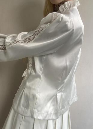 Белая винтажная блуза с кружевом винтаж японии белая рубашка2 фото