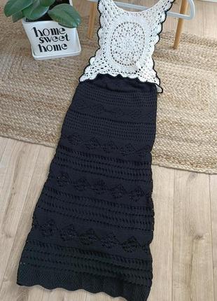 Контрастная плетеное платье от zara, размер s*