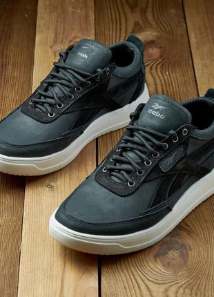 Кросівки з натуральної матової шкіри у стилі Womens reebok, качественные мужские кроссовки кожаные чёрные