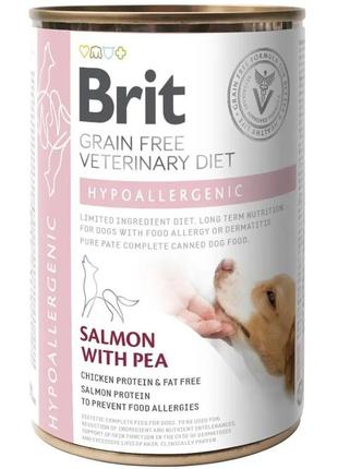 Brit grain free veterinary diet з лососем вологий корм для собак у разі харчової алергії 400 г