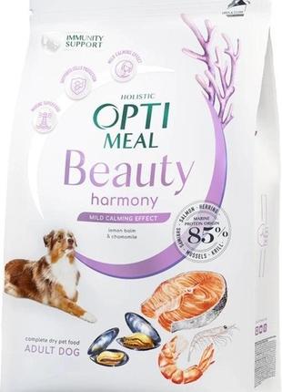 Акция-30% optimeal beauty harmony с морепродуктами сухой корм для собак успокаивающий эффект 1.5 кг