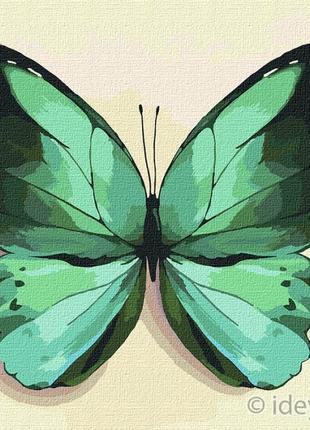 Картина по номерам идейка "зеленая бабочка" 25х25 kho4208