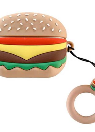 Силиконовый футляр food для наушников airpods pro + кольцо, бургер