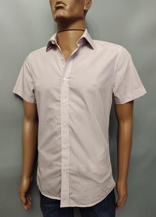 Стильная летняя мужская рубашка slim fit devred, франция, р.xs/s3 фото