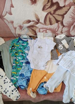 Вещи для младенца, размер 0-3 месяца, боди, человечек, кофточка, ползунки, носки