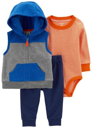 Carters хлопковый набор комплект костюм боди штаны жилетка 9 і 18м