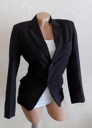 Пиджак шикарный стильный на пуговицах с карманами черный размер 42-44