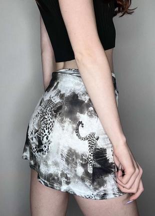 Леопардовая юбка на запах3 фото