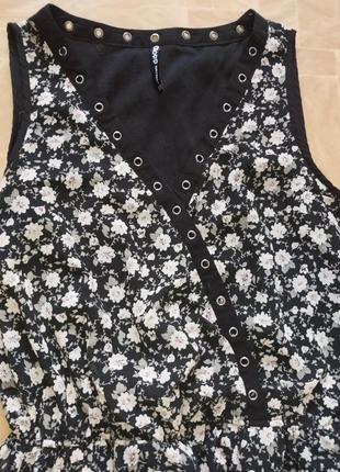 Платье шифон черное в мелкий цветочек, cropp xs- 423 фото