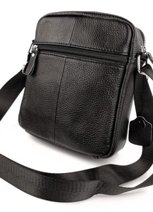 Класична чоловіча шкіряна сумка через плече tiding bag m38-10131a чорна6 фото