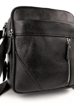 Классическая мужская кожаная сумка через плечо tiding bag m38-10131a черная3 фото